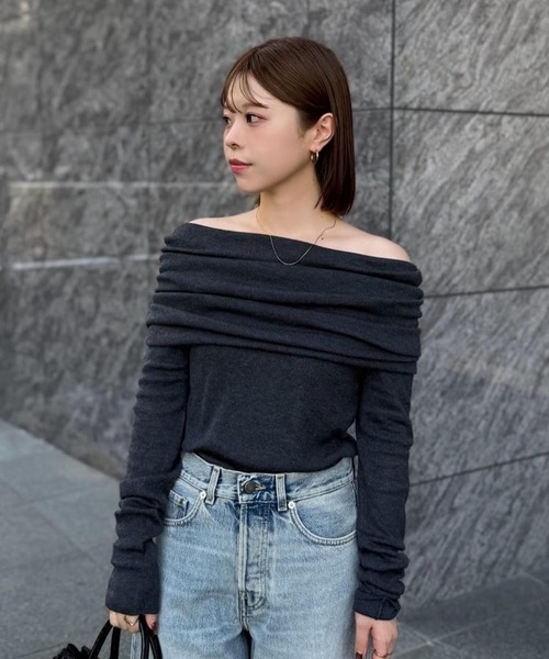 【DRESSLAVE】2way オフショルダー /ブラック DRESSLAVE（ドレスレイブ） ニット セーター big offshoulder pull