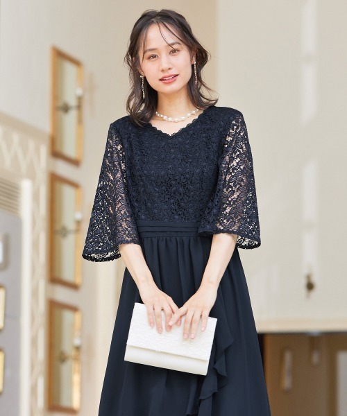 Shichiri ネイビー 半袖 ワンピース Louiosy ワンピース 「大きいサイズ」プレート付きセーラー