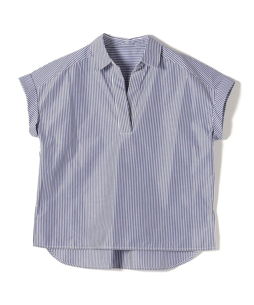 ブラウス シャツ innowave:「手洗い可能」TC スキッパー フレンチスリーブ ブラウス レディース