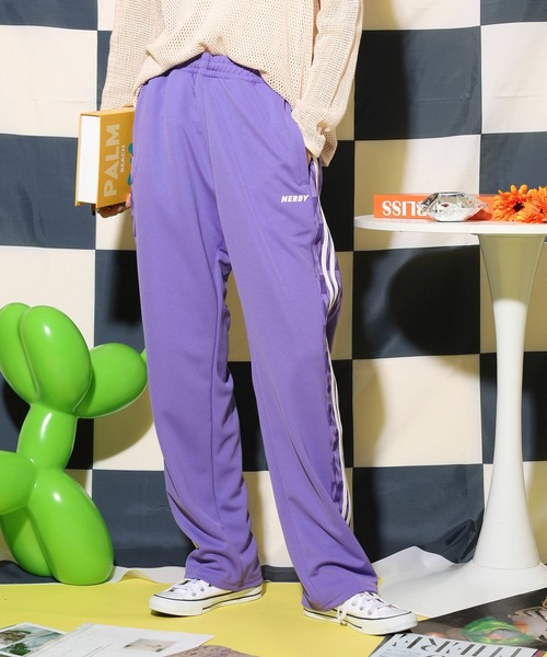 【パープル】サイドラインスウェットトラックパンツ ラコステ LACOSTE サイドラインスウェットトラックパンツ（パープル