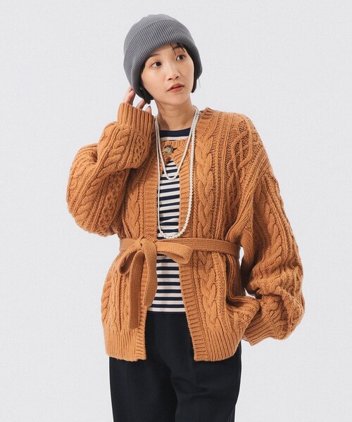 モンゴルウール カーディガン BEAMS モンゴルウールアランカーディガン 