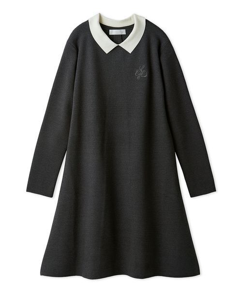 美品　近年　CELFORD(セルフォード)襟付き プリーツニットワンピース CELFORD（セルフォード） ワンピース 衿付きAラインニットワンピース