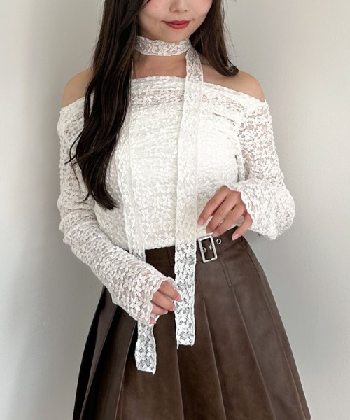 archives（アルシーヴ） tシャツ タックドレープレースTOPS