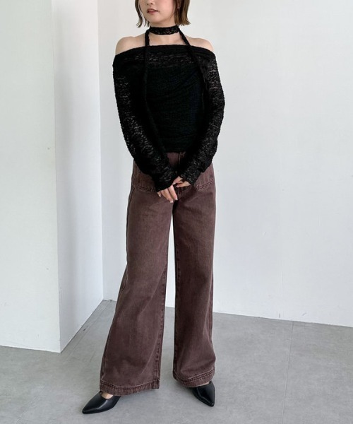 archives（アルシーヴ） tシャツ タックドレープレースTOPS