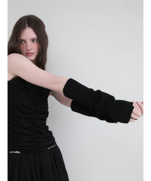MITTAN ニット アームカバー　ブラック miies miim（ミーエスミーム） アームカバー wool rib knit arm warmer
