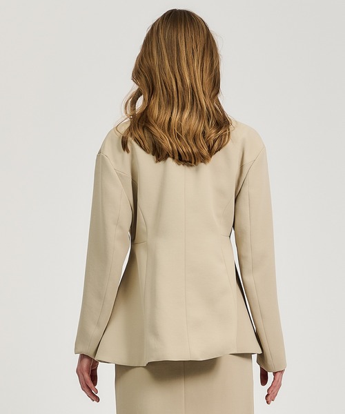 COLUMN コラム ウールノーカラージャケット ベージュ 38 COLUMN（コラム） ノーカラージャケット 38 ベージュ レディース