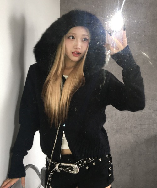 lilful ニット セーター 「25年秋冬新作」「ファー取り外し可能