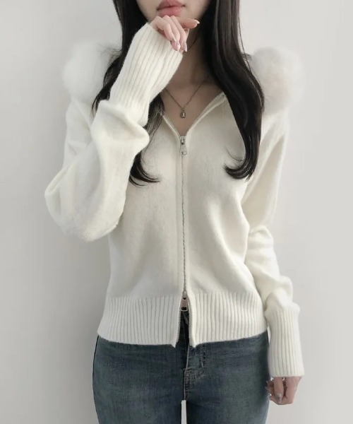 lilful ニット セーター 「25年秋冬新作」「ファー取り外し可能