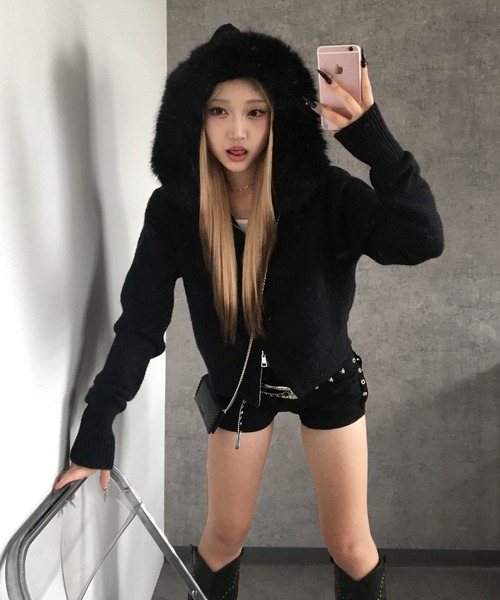 lilful ニット セーター 「25年秋冬新作」「ファー取り外し可能