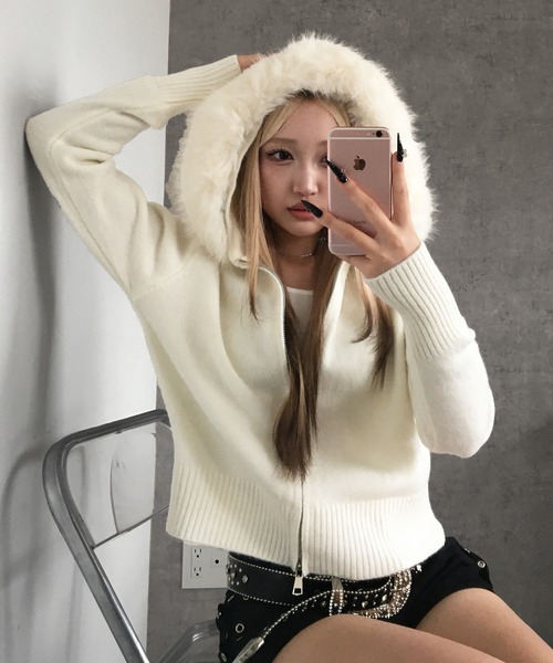 lilful ニット セーター 「25年秋冬新作」「ファー取り外し可能