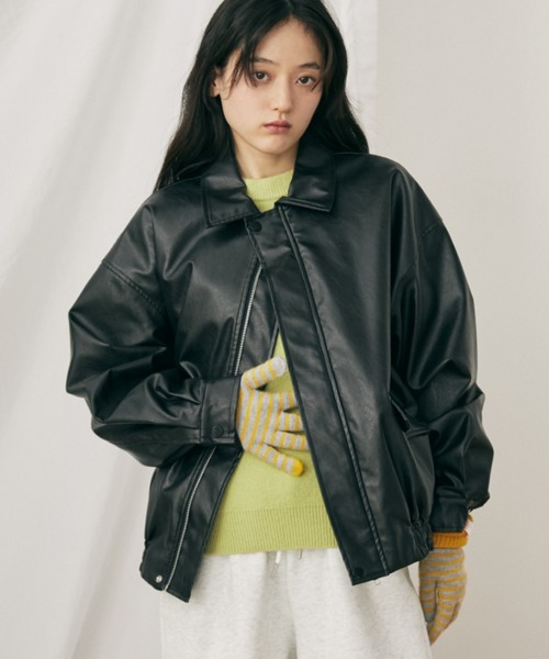 MERLOT（メルロー） ブルゾン アウター オーバーサイズフェイクレザー