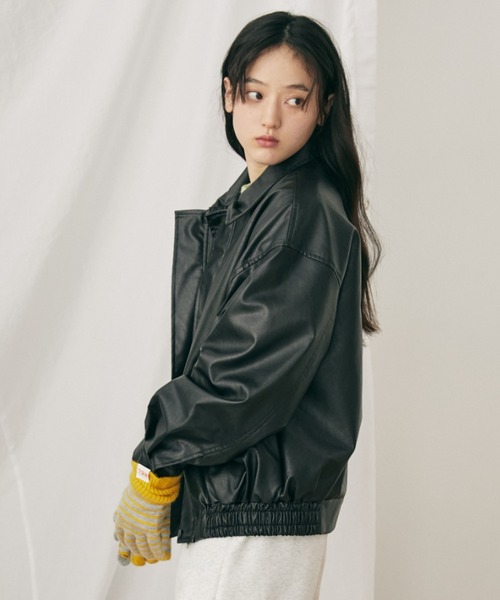 MERLOT（メルロー） ブルゾン アウター オーバーサイズフェイクレザー