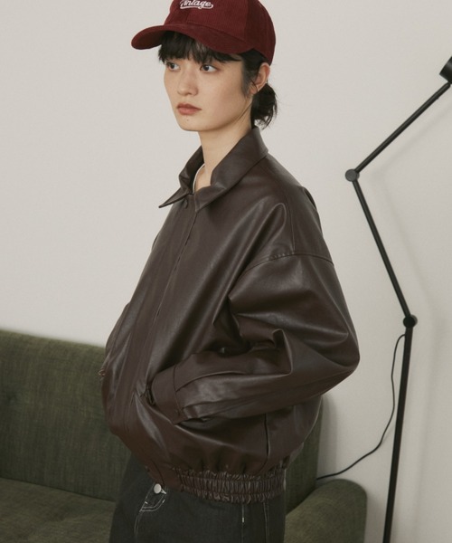 MERLOT（メルロー） ブルゾン アウター オーバーサイズフェイクレザー