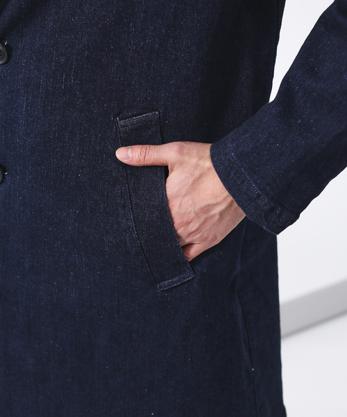 「ABAHOUSE GRAY」 トレンチコート 48 ブルー メンズ_画像9