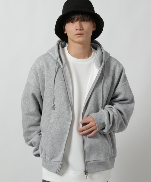 COCOLOBLAND フルジップパーカー ビッグロゴ 裏起毛 グレー M. JOE McCOY MC25106 12 OZ. BALL PARK F/Z HOODED SWEATSHIRT