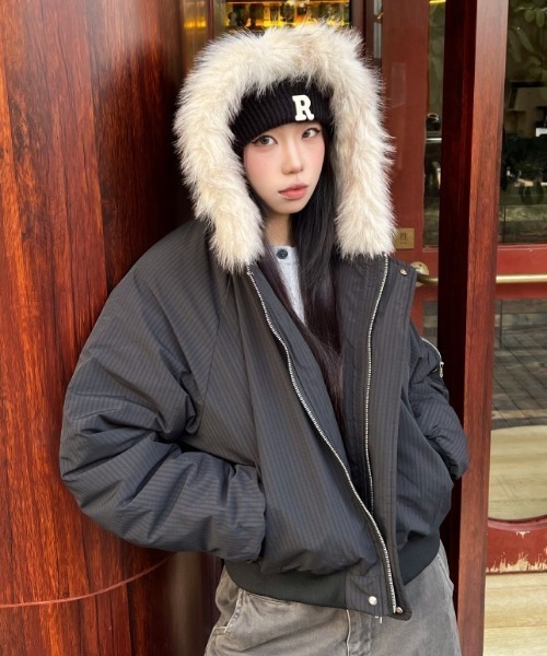 LACーVERT ブルゾン アウター フェイクファーフードブルゾン