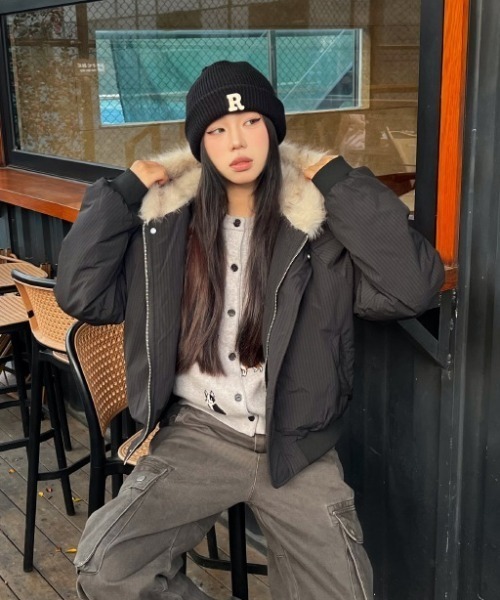 LACーVERT ブルゾン アウター フェイクファーフードブルゾン