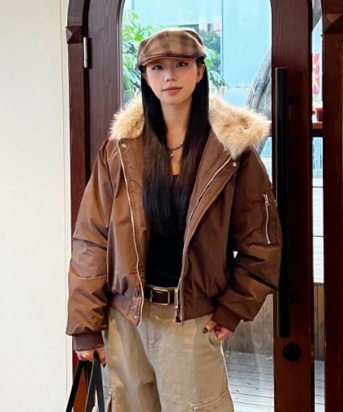 LACーVERT ブルゾン アウター フェイクファーフードブルゾン