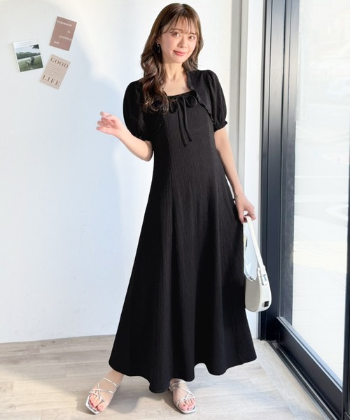 mily bilet ワンピース 夏 半袖 「mily bilet」ボレロ見えレイヤードで