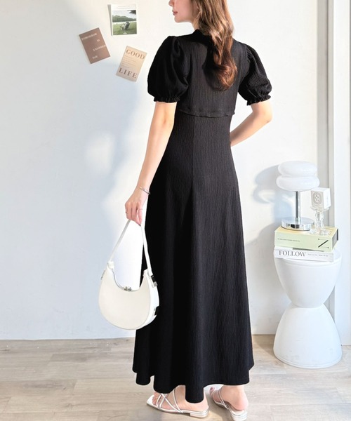 mily bilet ワンピース 夏 半袖 「mily bilet」ボレロ見えレイヤードで