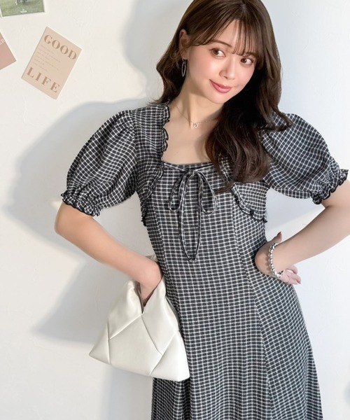 mily bilet ワンピース 夏 半袖 「mily bilet」ボレロ見えレイヤードで