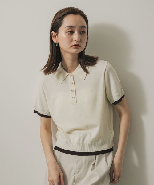 「SENSE OF PLACE by URBAN RESEARCH」 半袖ニット ONE アイボリー レディース_画像2
