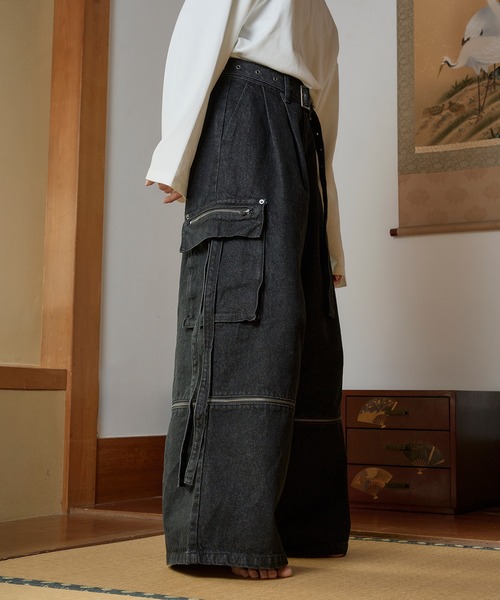 狐独 ジーンズ 2WAYデニムカーゴパンツ メンズ レディース : ZOZOTOWN