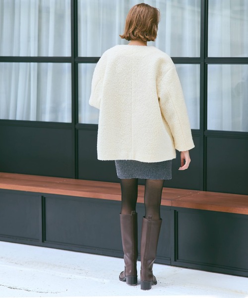 「coca（coca）」 ノーカラーコート L ネイビー レディース_画像7