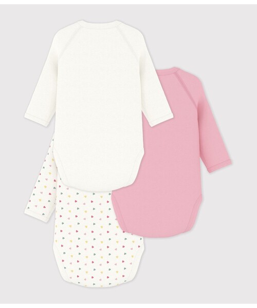 PETIT BATEAU（プチバトー） ベビー肌着 プリント長袖あわせボディ3枚