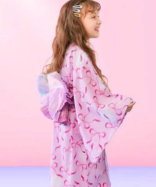 ❤︎浴衣ドレス❤︎ぴんく❤︎1回着用品 devirock（デビロック） 浴衣 「ふわっと立体2重帯」1人でも着られる