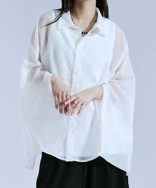 Ellno Loset（エルノロゼット） シャツ ストライプシアーアーム