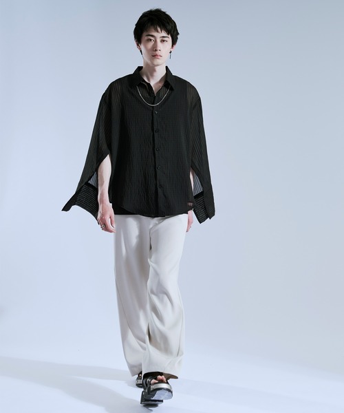 【新品未開封】ラスト一点 DRY L/S シャツ Mサイズ Ellno Loset（エルノロゼット） シャツ ストライプシアーアーム