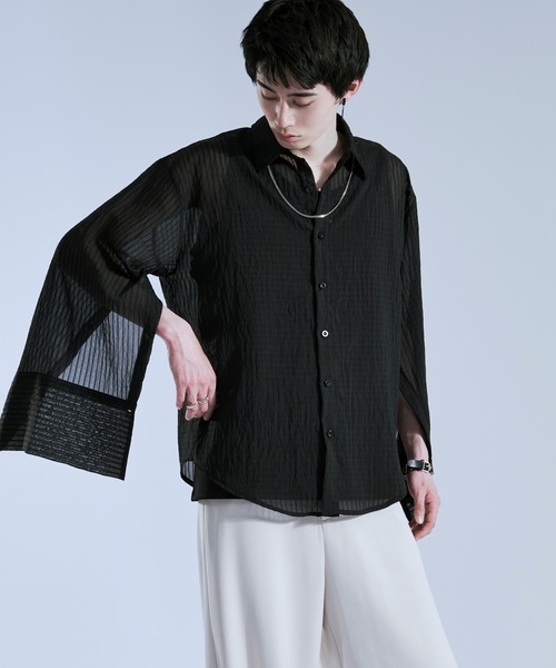 Ellno Loset（エルノロゼット） シャツ ストライプシアーアーム