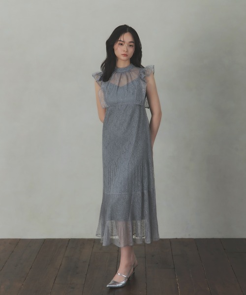 Rose of Sharon ドレス 総レースシアー肩フリルドレス : ZOZOTOWN