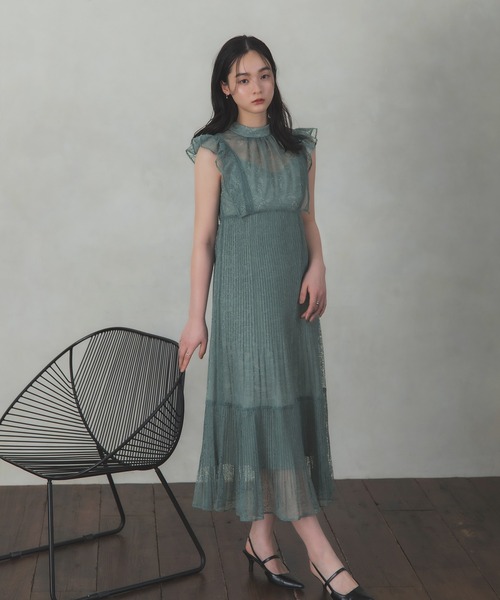 Rose of Sharon ドレス 総レースシアー肩フリルドレス : ZOZOTOWN