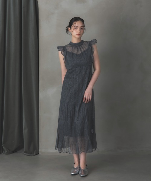 Rose of Sharon ドレス 総レースシアー肩フリルドレス : ZOZOTOWN