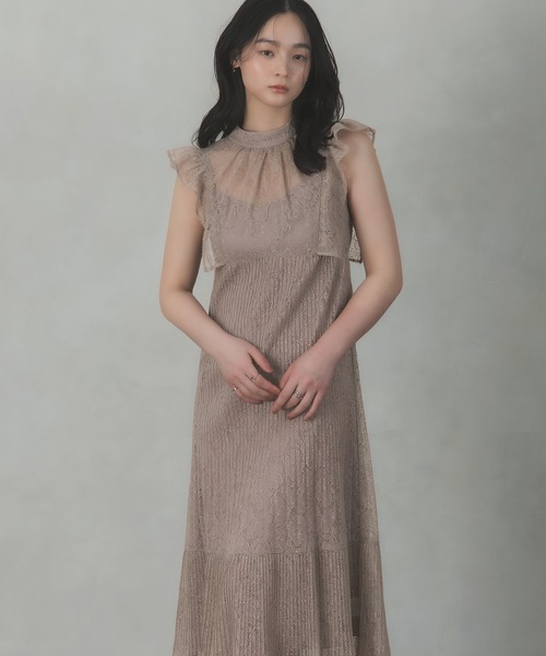 Rose of Sharon ドレス 総レースシアー肩フリルドレス : ZOZOTOWN