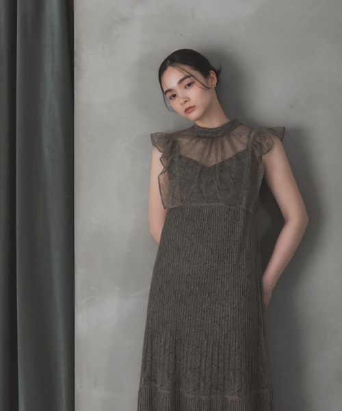 Rose of Sharon ドレス 総レースシアー肩フリルドレス : ZOZOTOWN
