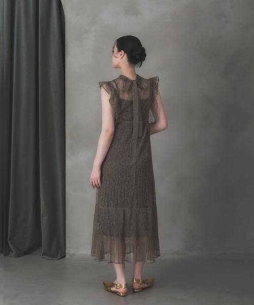Rose of Sharon ドレス 総レースシアー肩フリルドレス : ZOZOTOWN