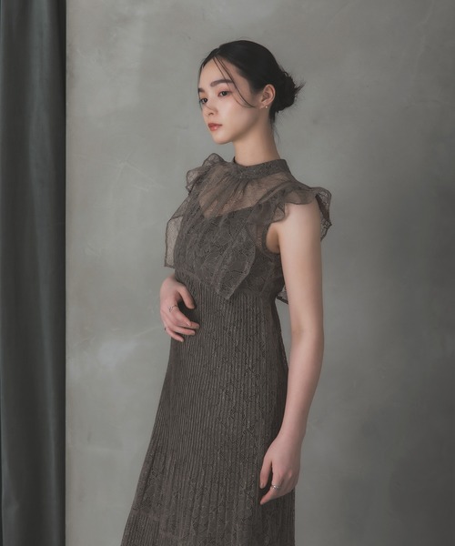 Rose of Sharon ドレス 総レースシアー肩フリルドレス : ZOZOTOWN