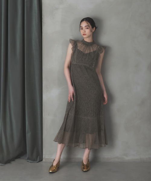 Rose of Sharon ドレス 総レースシアー肩フリルドレス : ZOZOTOWN