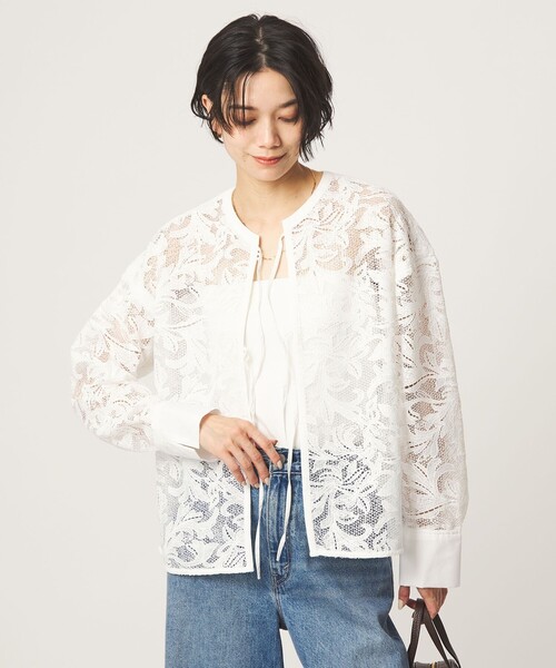 green label relaxing レース ハオリ　ブラウス green label relaxing（グリーンレーベルリラクシング） ブラウス