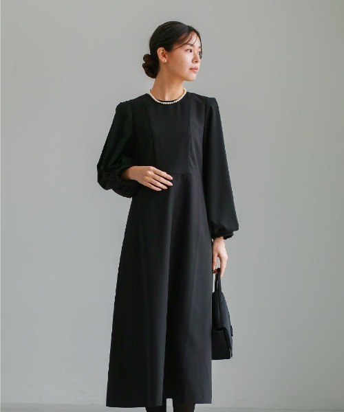 ワンピース 喪服・礼服「洗えるフォーマル」ボリュームシフォン袖