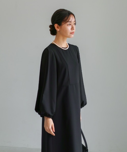 ワンピース 喪服・礼服「洗えるフォーマル」ボリュームシフォン袖