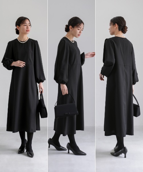 ワンピース 喪服・礼服「洗えるフォーマル」ボリュームシフォン袖