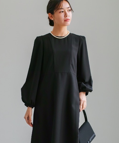 ワンピース 喪服・礼服「洗えるフォーマル」ボリュームシフォン袖