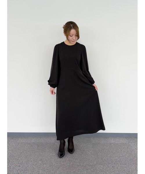 喪服 ワンピース 喪服・礼服「洗えるフォーマル」ボリュームシフォン袖