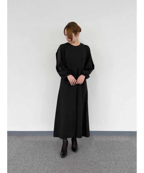 喪服 ワンピース 喪服・礼服「洗えるフォーマル」ボリュームシフォン袖