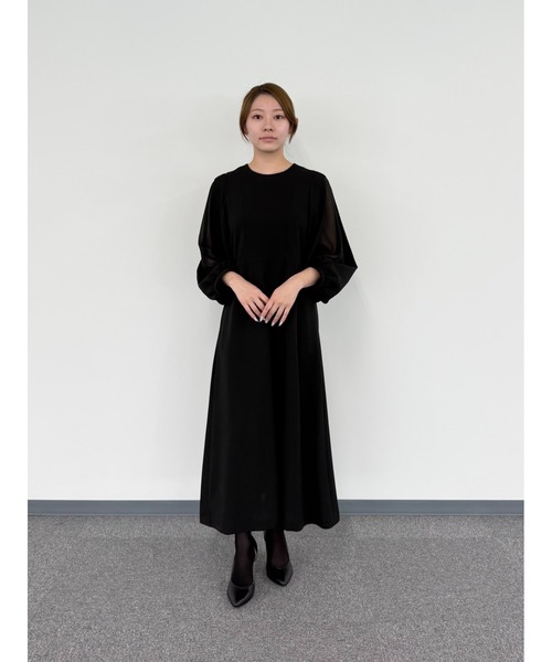 喪服 ワンピース 喪服・礼服「洗えるフォーマル」ボリュームシフォン袖
