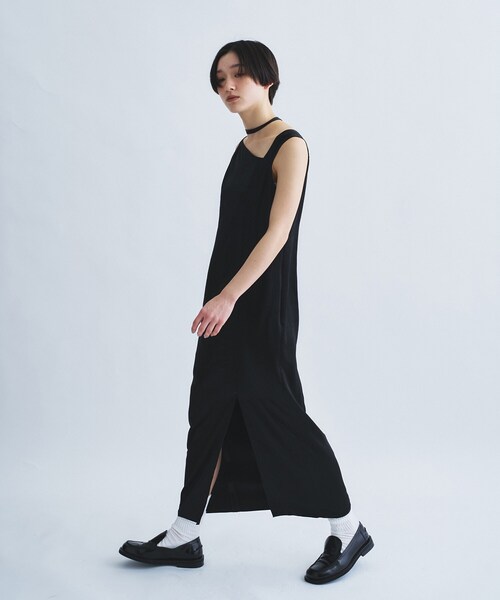 ワンピース satin neck slit dressの画像